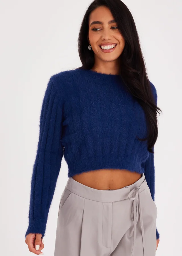 Quiz Navy Fluffy Knit Jumper