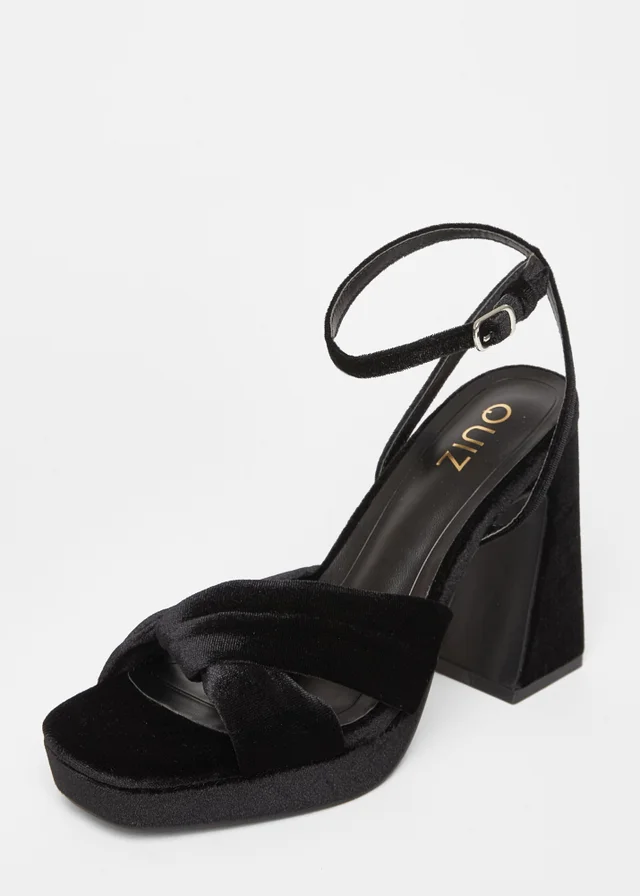 Quiz Black Knot Front Platform Heels