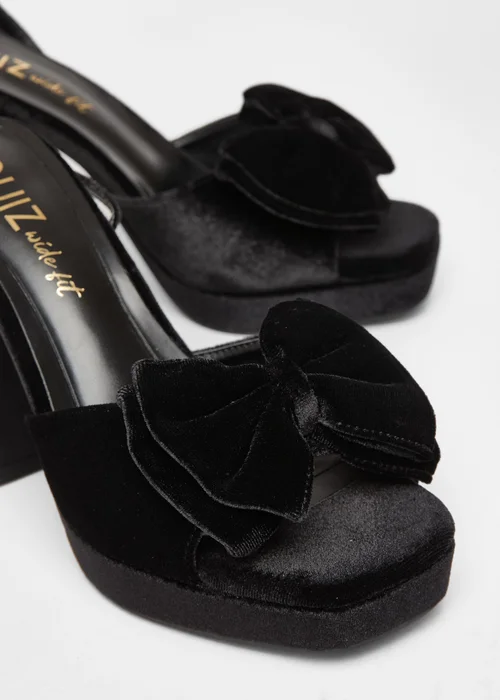 Quiz Black Wide Fit Bow Platform Heels - Size 4 Image 4