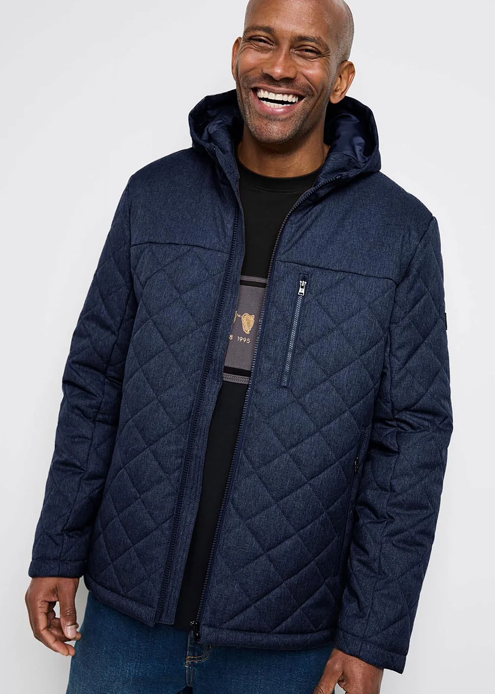 Cotton Traders Navy Guinness TM 1/2 Showerproof Padded Jacket - 3XL Image 1