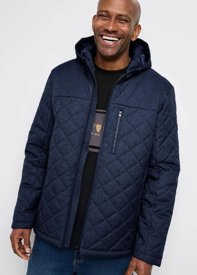 Cotton Traders Navy Guinness TM 1/2 Showerproof Padded Jacket