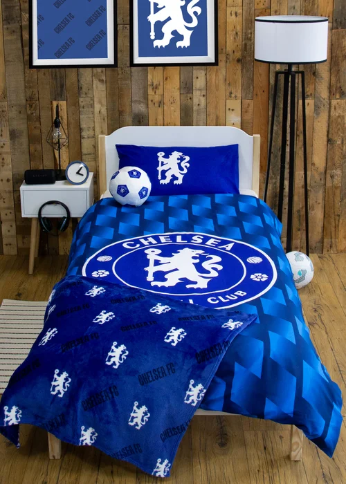 Chelsea FC Blue Geometric Panel Duvet Cover - Single Image 1