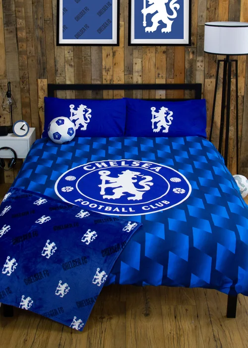Chelsea Blue Geometric Panel Duvet Cover - Double Image 1