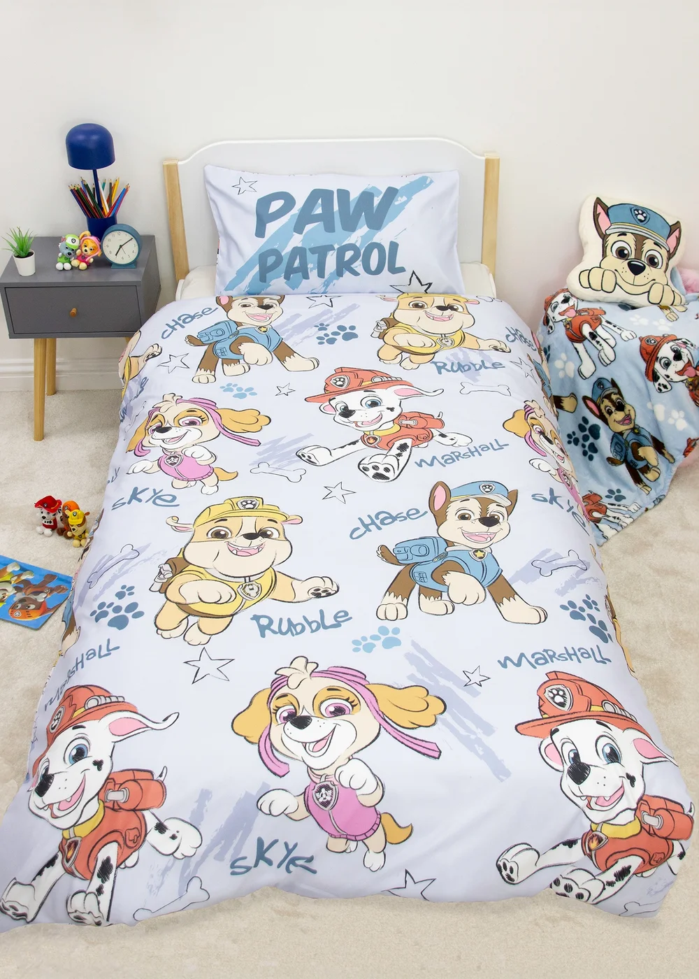 Paw Patrol Grey Sketchy Rotary Duvet Cover - Single Image 1