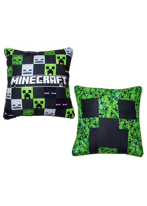 Minecraft Cubed Green Square Cushion - One Size Image 1