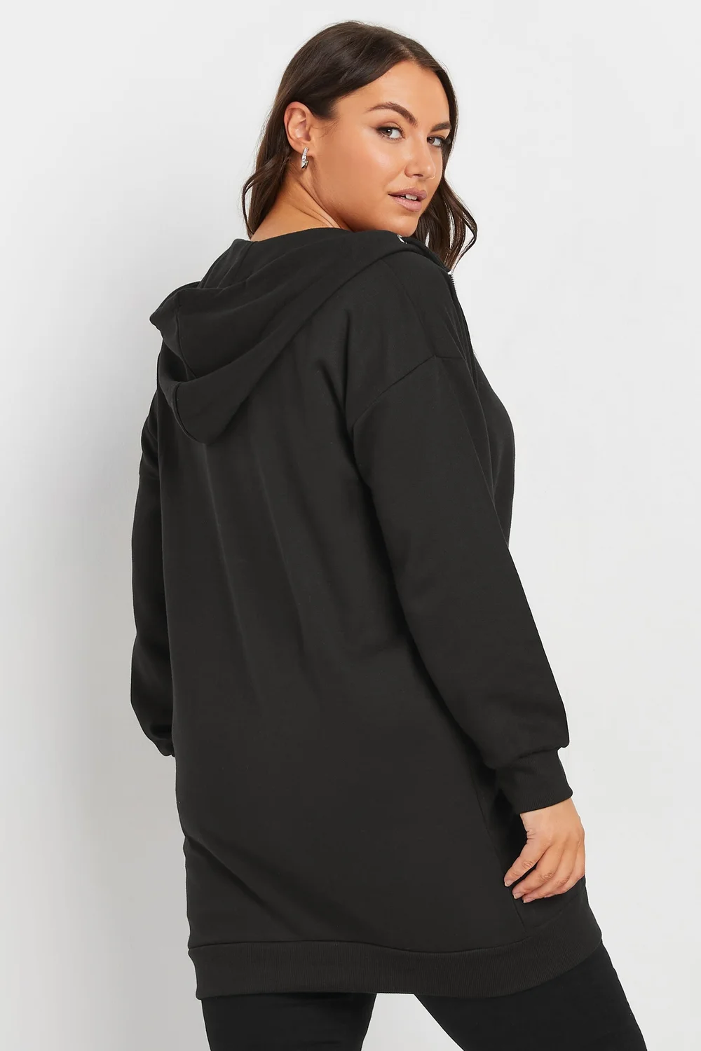Yours Curve Black Longline Zip Hoodie - Size 18 Clothing Image 4