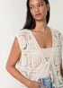Blue Vanilla Beige Crochet Detailed Tie Front Cardigan - Small/Medium Image 2