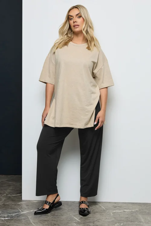 Yours Curve Black Pull On Wide Leg Stretch Trousers - 18/L32 Image 3