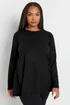 Yours Curve Black Long Sleeve Ribbed Swing Top - Size 20 Clothing Image 1