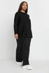 Yours Curve Black Long Sleeve Ribbed Swing Top - Size 20 Clothing Image 3