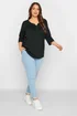 Yours Curve Black Pintuck Button Henley T-Shirt - Size 26-28 Clothing Image 2