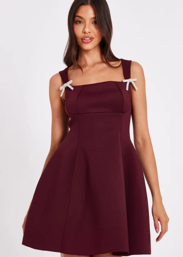 Quiz Burgundy A-Line Mini Dress