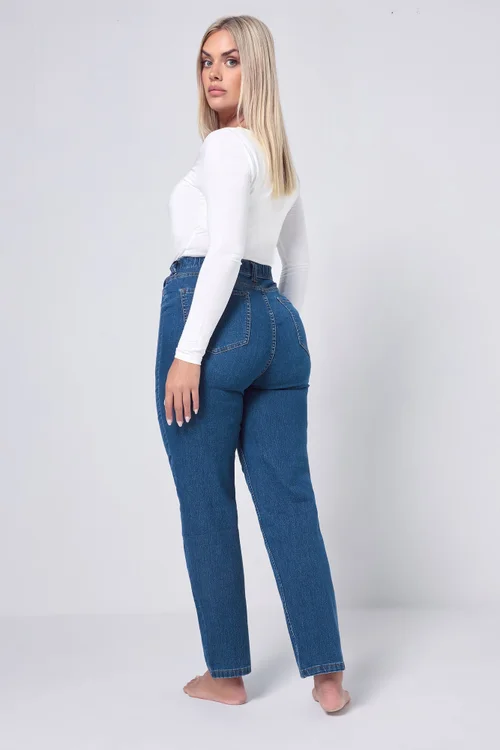 Yours Curve Mid Blue Straight Leg Ruby Jeans - 24/L32 Image 2