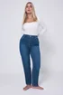 Yours Curve Mid Blue Straight Leg Ruby Jeans - 24/L32 Image 1