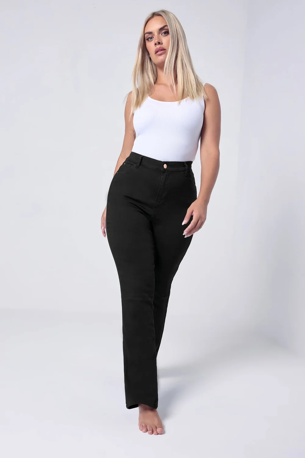 Yours Curve Black Bootcut Stretch ISLA Jeans - 26/L28 Image 2