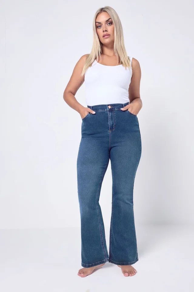 Yours Curve Mid Blue Bootcut Stretch Isla Jeans