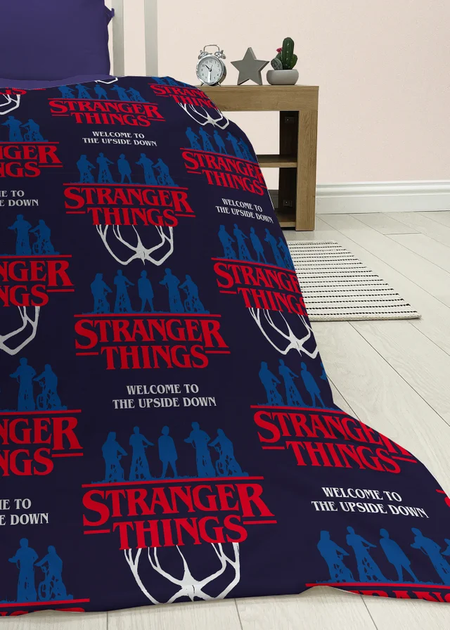 Stranger Things Flames Blue Fleece Blanket