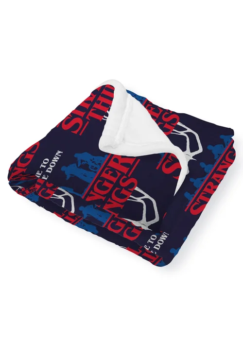 Stranger Things Flames Blue Fleece Blanket - 100 x 150 Image 4