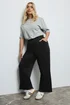 Yours Curve Black Pleated Wide Leg Stretch Trousers - 16/L28 Image 2