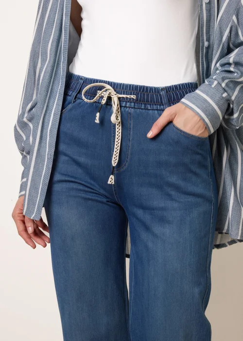 Blue Vanilla Blue Elasticated Waist Jeans - M Image 4