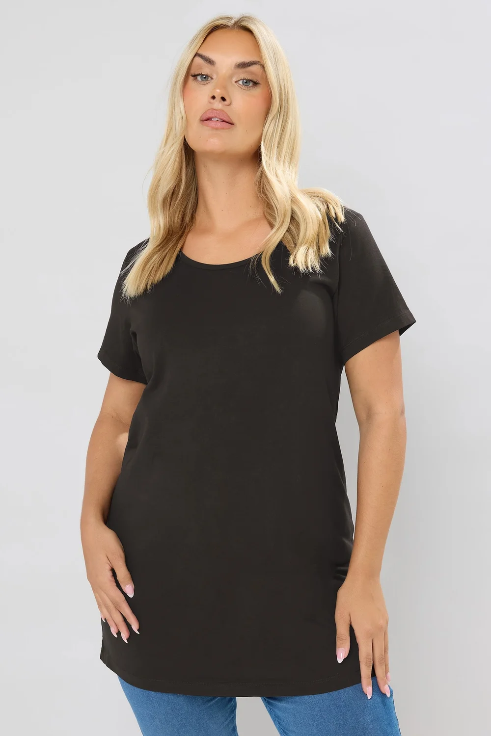 Yours Curve 2 Pack Black Longline T-Shirts - Size 18 Clothing Image 2