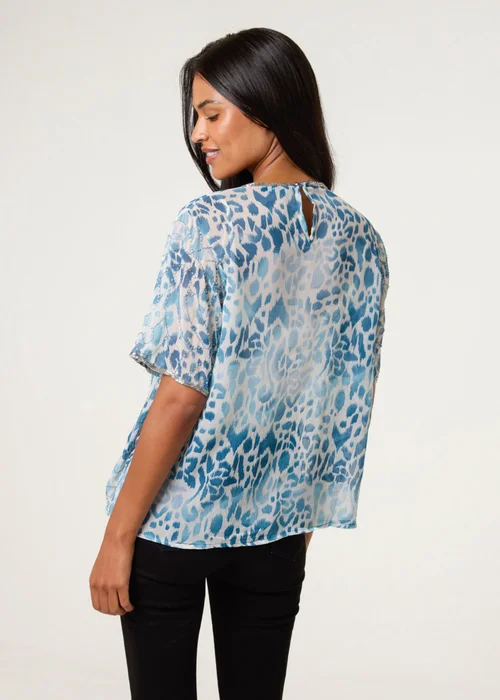 Blue Vanilla Green Embellished Chiffon Top - Medium Image 4