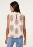 Blue Vanilla Beige Printed Sleeveless High Neck Blouse - S/M Image 4