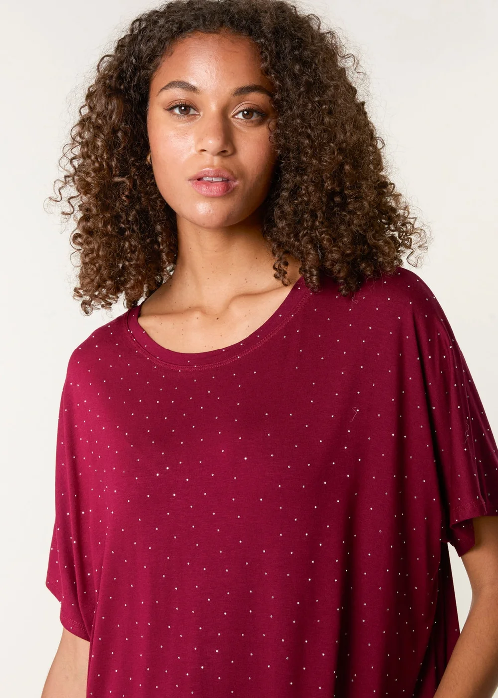 Blue Vanilla Red Stud Detail Round Neck T-shirt - L/XL Image 3