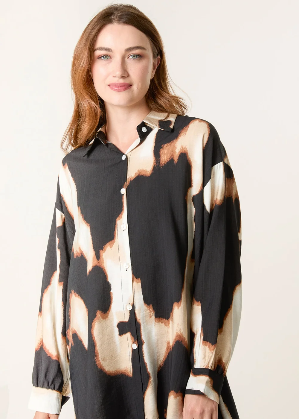 Blue Vanilla Brown Abstract Cow-Print Shirt - One Size Image 1