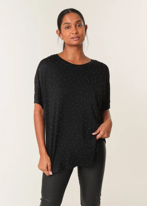 Blue Vanilla Black Stud Detail Round Neck T-shirt - Large/Extra Large Image 1