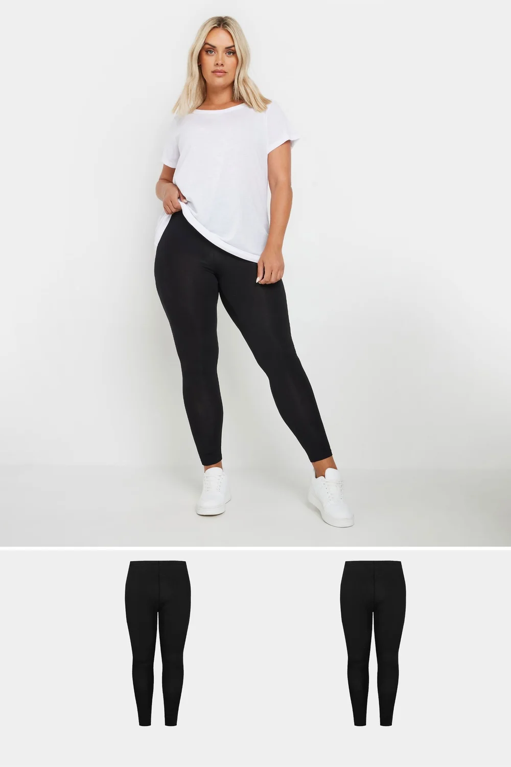 Yours 2 Pack Curve Black Soft Touch Viscose Stretch Leggings - 32/L28 Image 1