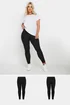 Yours 2 Pack Curve Black Soft Touch Viscose Stretch Leggings - 32/L28 Image 1