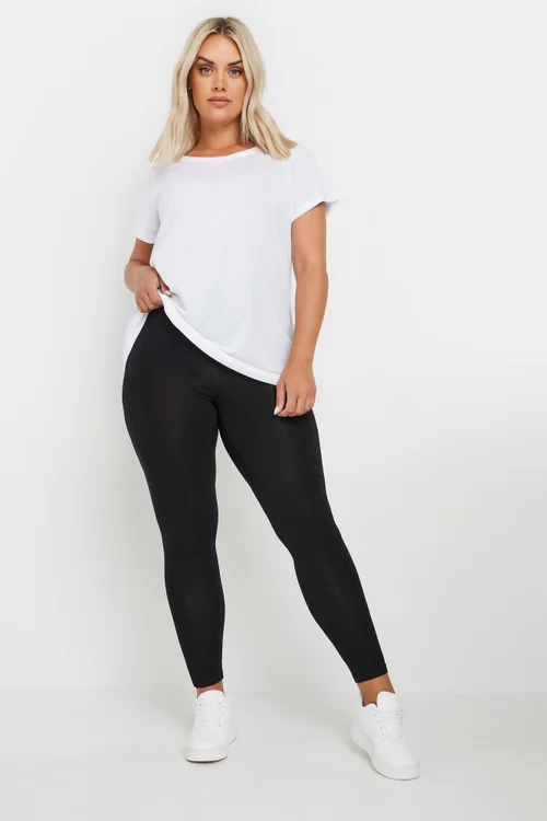 Yours 2 Pack Curve Black Soft Touch Viscose Stretch Leggings - 32/L28 Image 3