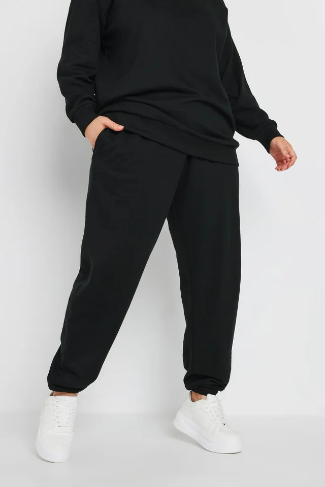 Yours Curve Black Cuffed Joggers