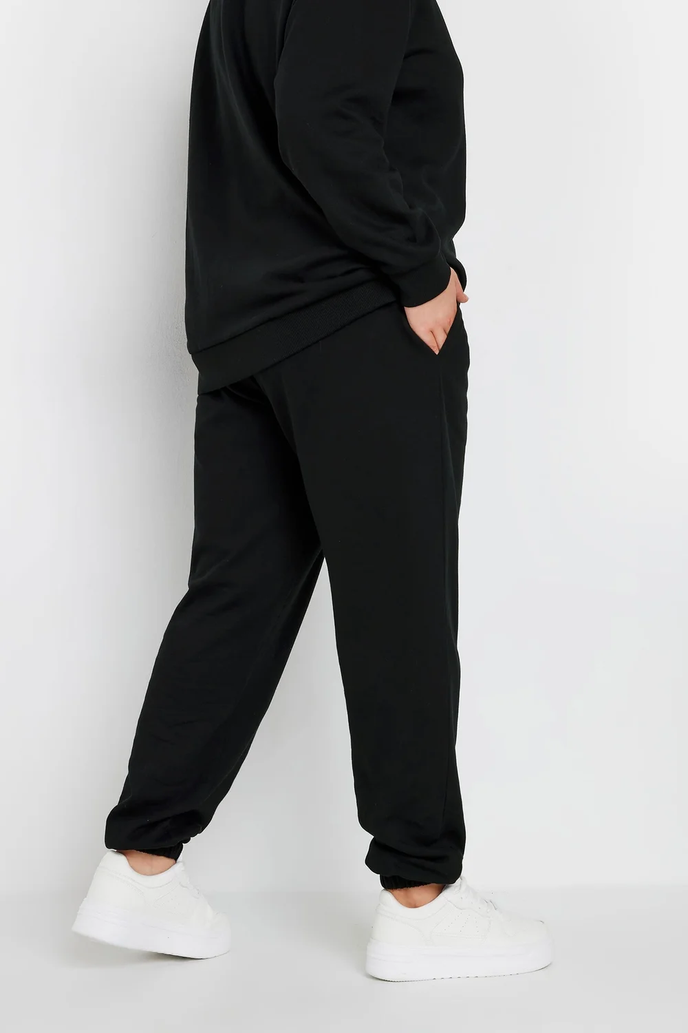 Yours Curve Black Cuffed Joggers - 30-32 Image 3