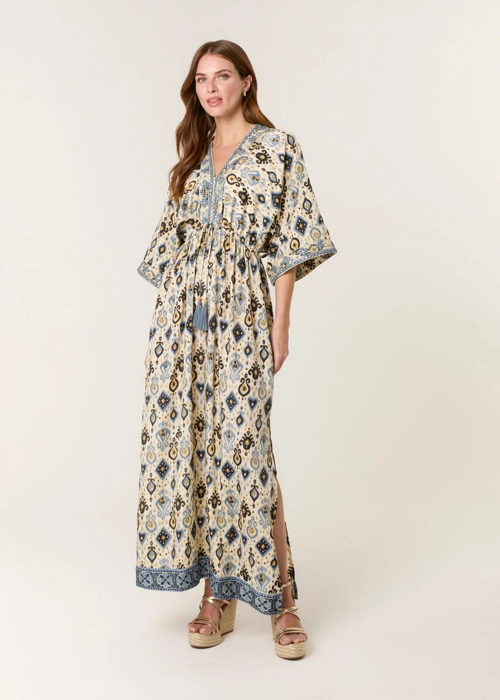 Blue Vanilla Multi Embellished Kimono Dress - M Image 1