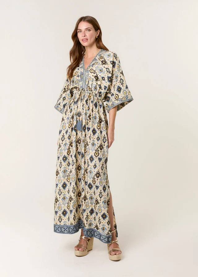 Blue Vanilla Multi Embellished Kimono Dress