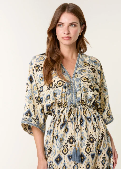 Blue Vanilla Multi Embellished Kimono Dress - M Image 2