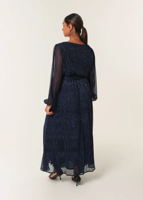 Blue Vanilla Navy Wrap Metallic Dress - S Image 5