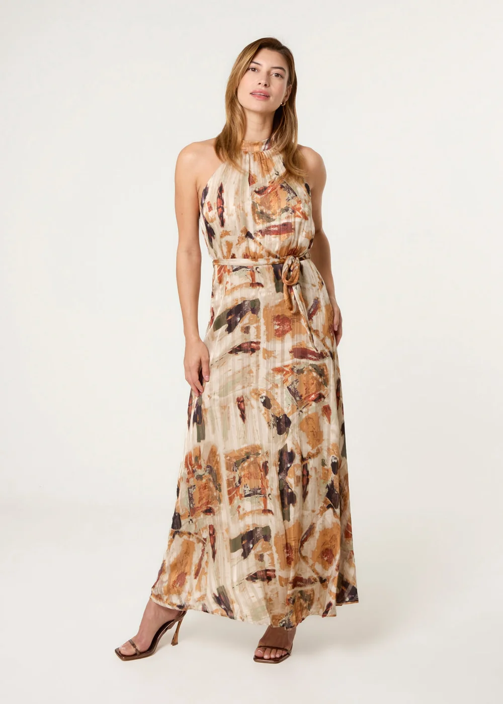 Blue Vanilla Multi Halter Neck Belted Dress - 16 Image 3