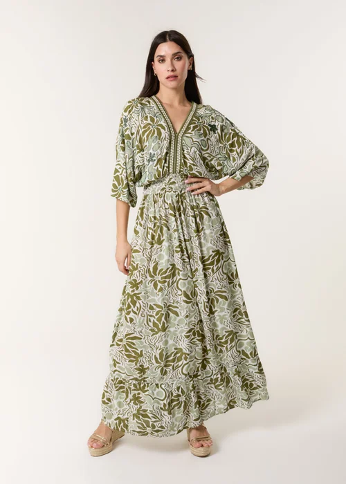 Blue Vanilla Khaki Embellished V Front & Back Maxi Dress - M/L Image 2