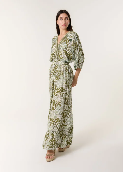 Blue Vanilla Khaki Embellished V Front & Back Maxi Dress - M/L Image 4