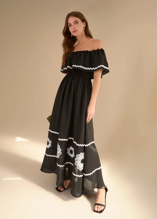 Blue Vanilla Black Luxe Ric Rac Floral Midi Dress - M/L Image 1