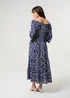 Blue Vanilla Navy Bardot Coconut Button Maxi Dress - S Image 4