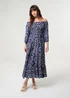 Blue Vanilla Navy Bardot Coconut Button Maxi Dress - S Image 1