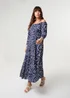 Blue Vanilla Navy Bardot Coconut Button Maxi Dress - S Image 2