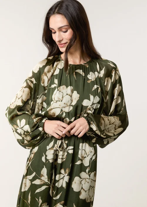 Blue Vanilla Khaki Satin Elastic Waist Midi Dress - XL Image 3