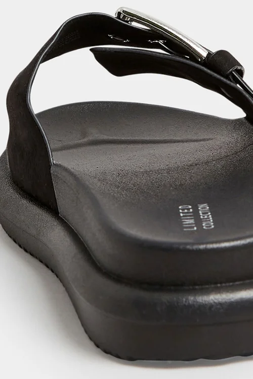 Yours Black Buckle Strap Mule Sandals In Wide E Fit - 7 Extra Wide Image 4