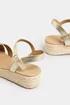 Yours Gold Cross Strap Platform Wedge Sandals In Extra Wide EEE Fit - 8 Extra Wide Image 4