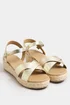 Yours Gold Cross Strap Platform Wedge Sandals In Extra Wide EEE Fit - 8 Extra Wide Image 2